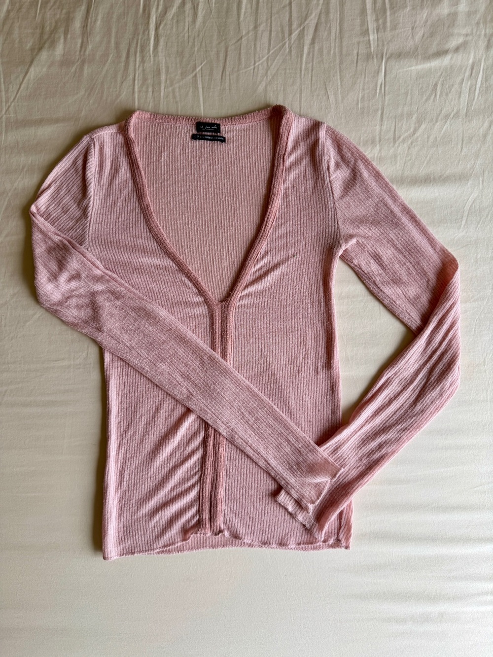 Urban Outfitters Blush Pink Ribbed V-Neck Cardigan